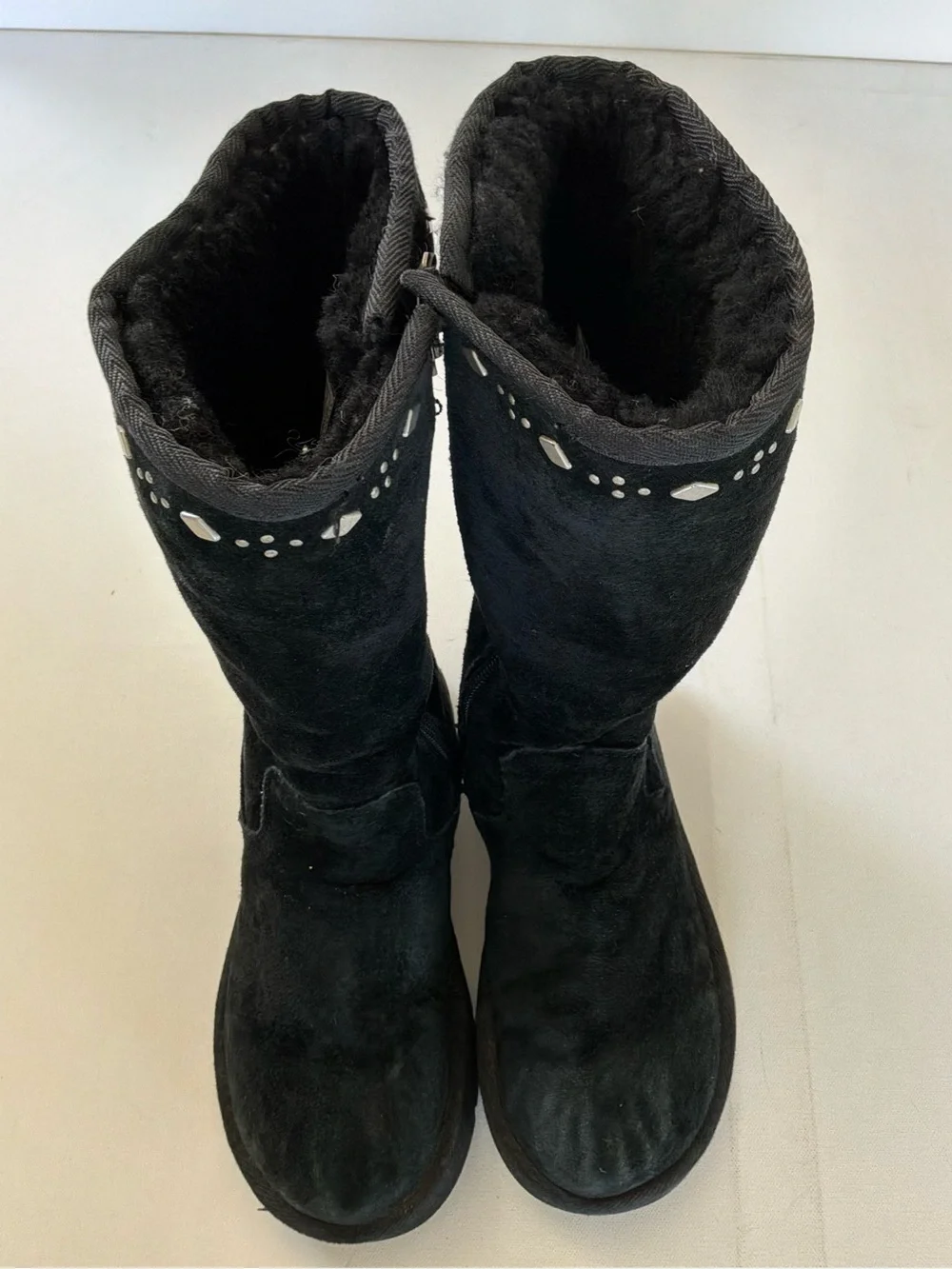 UGG Australia Black Suede Studded Tall Sheepskin Boots Women’s Size 5